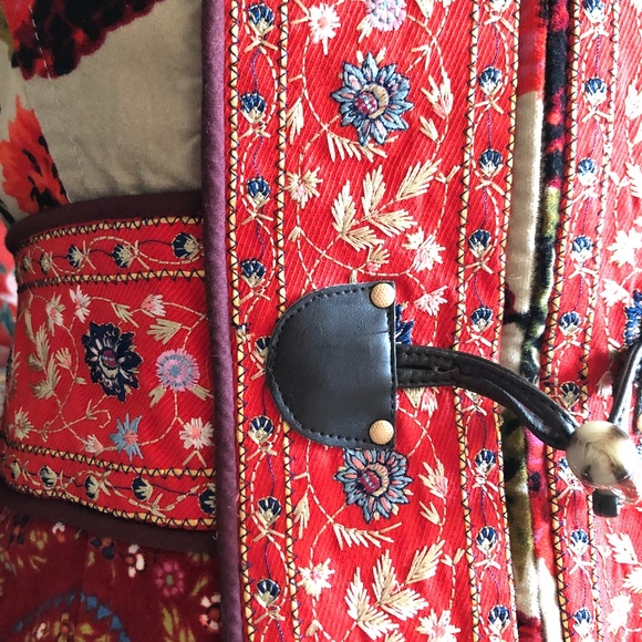 Anthropologie Elevenses Karelia Coat Size 0 Faux Fur Velvet Tapestry - Picture 3 of 7